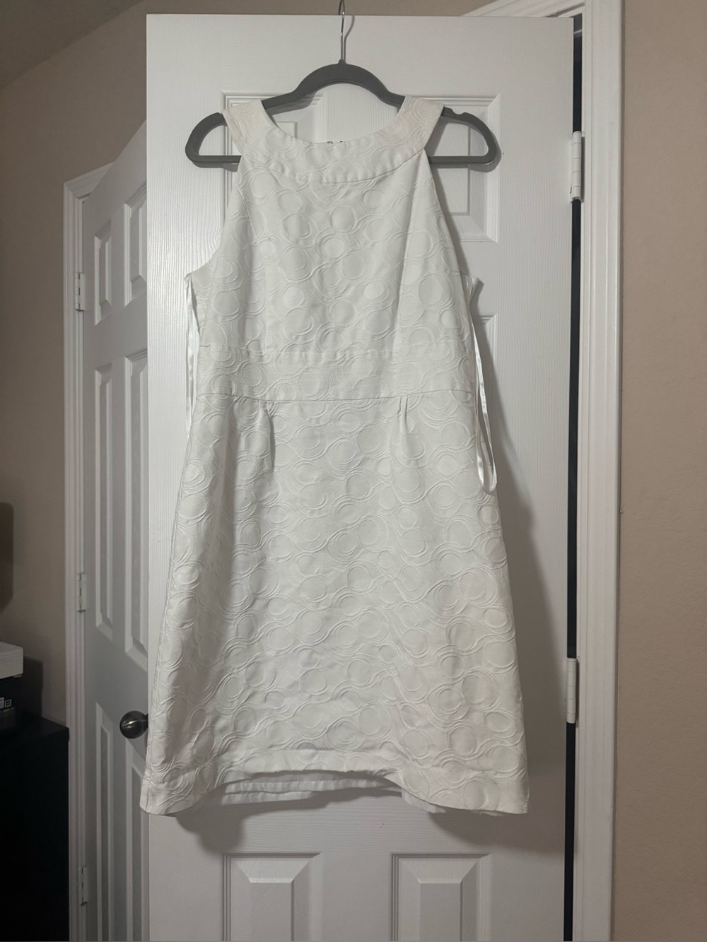 Eliza J White Textured Fit-and-Flare Mini Dress